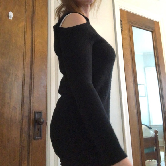 Cold shoulder black peekaboo sweater, size S. - Picture 2 of 2